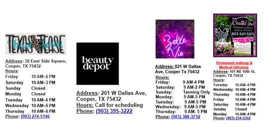 Beauty Shops Cooper TX
